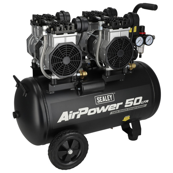 50L Low Noise Oil Free Direct Drive Air Compressor 2 x 2hp
