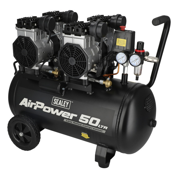 50L Low Noise Oil Free Direct Drive Air Compressor 2 x 2hp