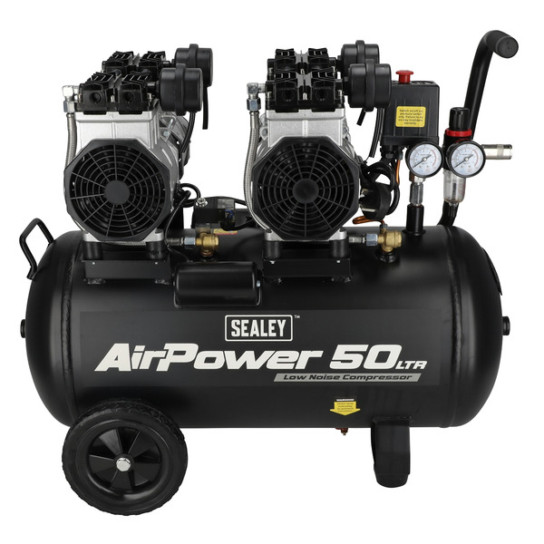 50L Low Noise Oil Free Direct Drive Air Compressor 2 x 2hp