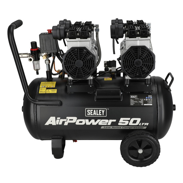 50L Low Noise Oil Free Direct Drive Air Compressor 2 x 2hp