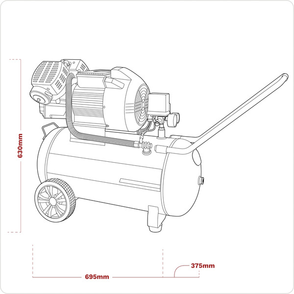 Sealey SAC5030VE 50L V-Twin Direct Drive Air Compressor 3hp