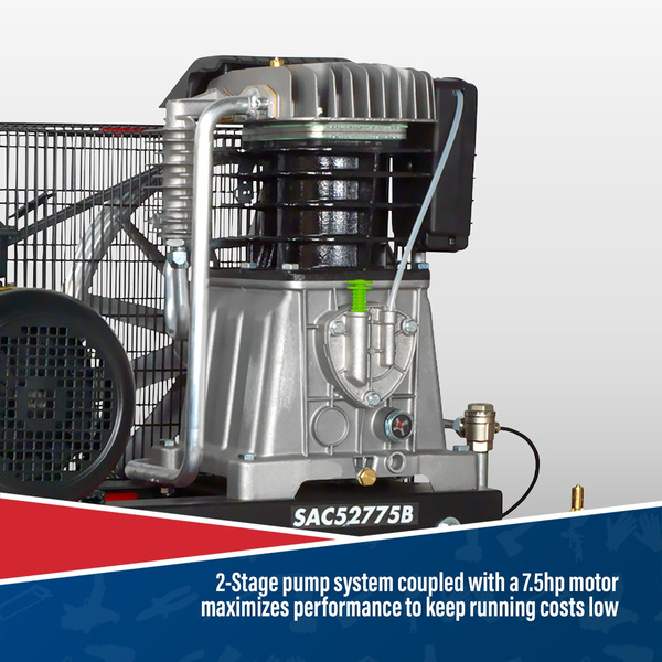 Sealey 270L Belt Drive Air Compressor with Cast Cylinders 7.5hp 2-Stage