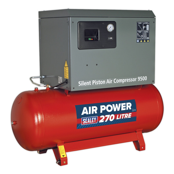 Sealey 270L Low Noise Belt Drive Air Compressor with Cast Cylinders 7.5hp 2-Stage