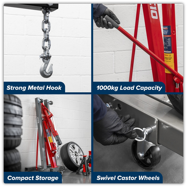 Sealey SC10 KD' Type Folding Engine Crane 1 Tonne