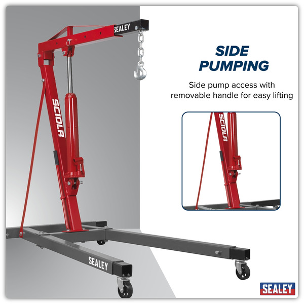 Sealey SC10LR Long Reach Engine Crane with Extendable Legs 1 Tonne