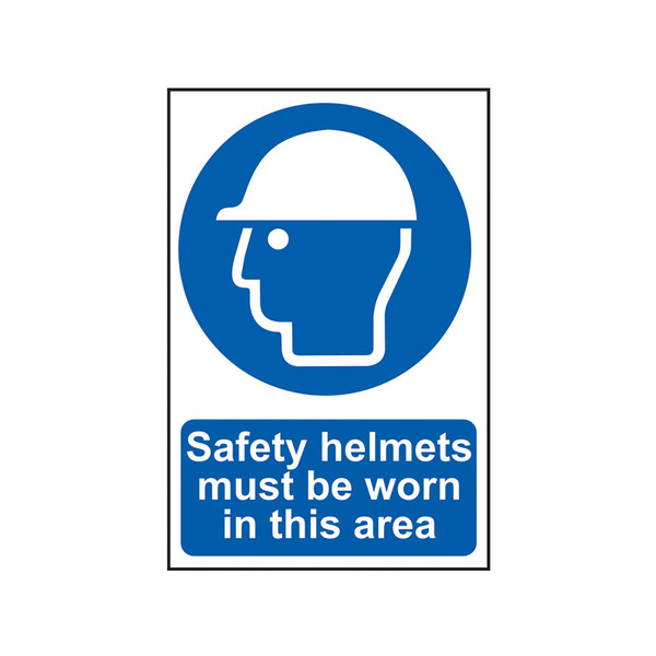 Scan SCA0002 Safety Helmets Must Be Worn in This Area - PVC Sign 200 x 300mm