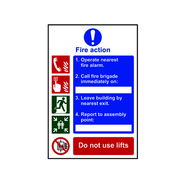 Scan SCA0175 Fire Action Procedure, Style 1 - PVC Sign 200 x 300mm