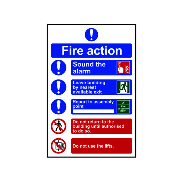 Scan SCA0178 Fire Action Procedure, Style 2 - PVC Sign 200 x 300mm