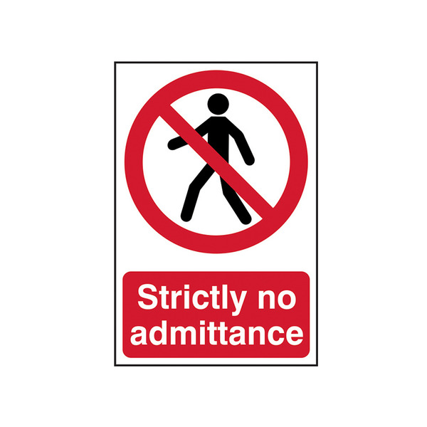 Scan SCA0608 Strictly No Admittance - PVC Sign 200 x 300mm