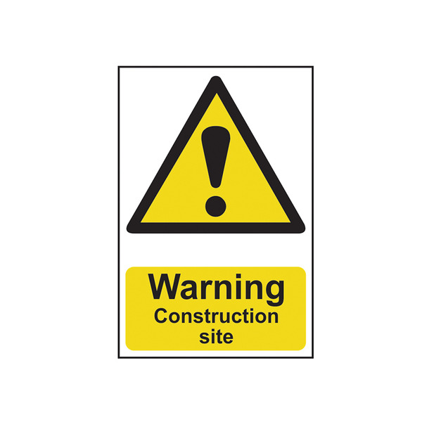 Scan SCA0958 Warning Construction Site - PVC Sign 200 x 300mm