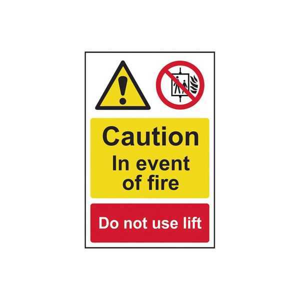 Scan SCA1180 Caution Event of Fire Do Not Use Lift - PVC Sign 200 x 300mm