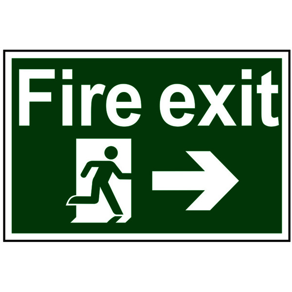 Scan SCA1504 Fire Exit Running Man Arrow Right - PVC Sign 300 x 200mm