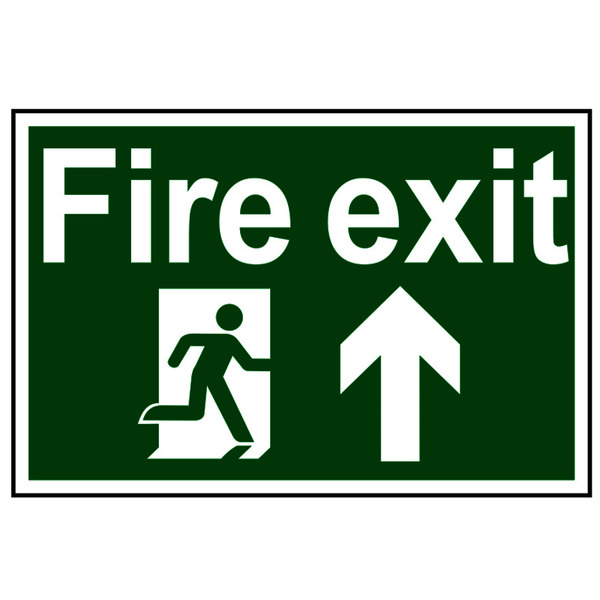 Scan SCA1505 Fire Exit Running Man Arrow Up - PVC Sign 300 x 200mm