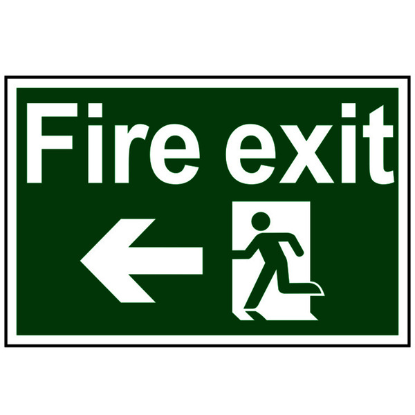 Scan SCA1506 Fire Exit Running Man Arrow Left - PVC Sign 300 x 200mm