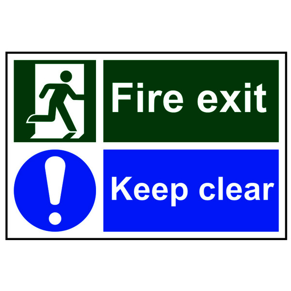 Scan SCA1540 Fire Exit Keep Clear - PVC Sign 300 x 200mm