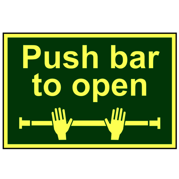 Scan SCA1584 Push Bar To Open - Photoluminescent 300 x 200mm