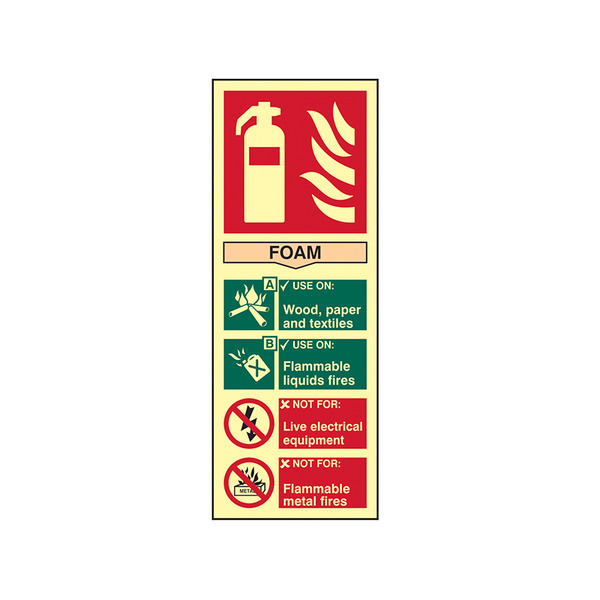 Scan SCA1591 Fire Extinguisher Composite Foam - Photoluminescent 75 x 200mm
