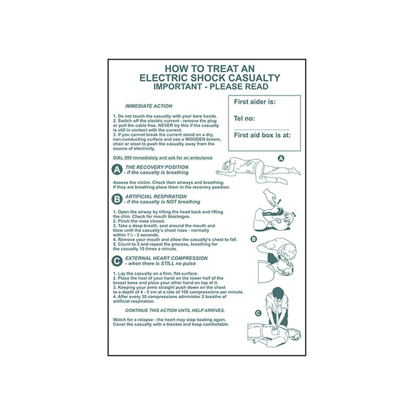 Scan SCA4240 How To Treat An Electric Shock Casualty - PVC Sign 400 x 600mm