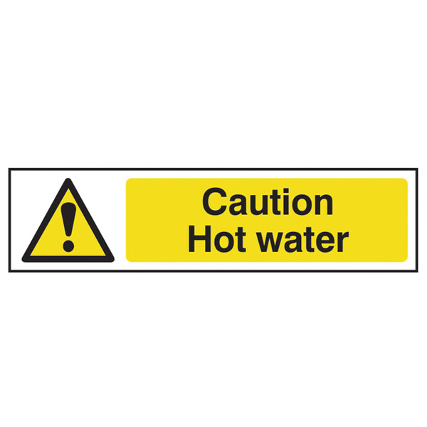 Scan SCA5116 Caution Hot Water - PVC Sign 200 x 50mm