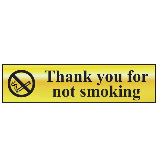 Scan SCA6001 Thank You For Not Smoking - Polished Brass Effect 200 x 50mm