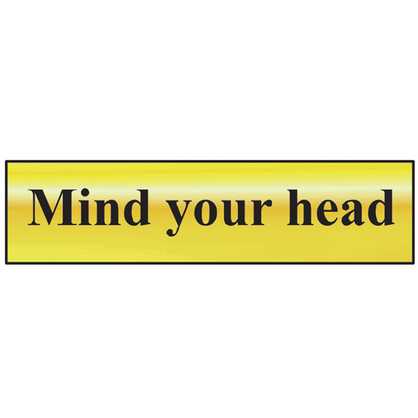 Scan SCA6030 Mind Your Head - Polished Brass Effect 200 x 50mm