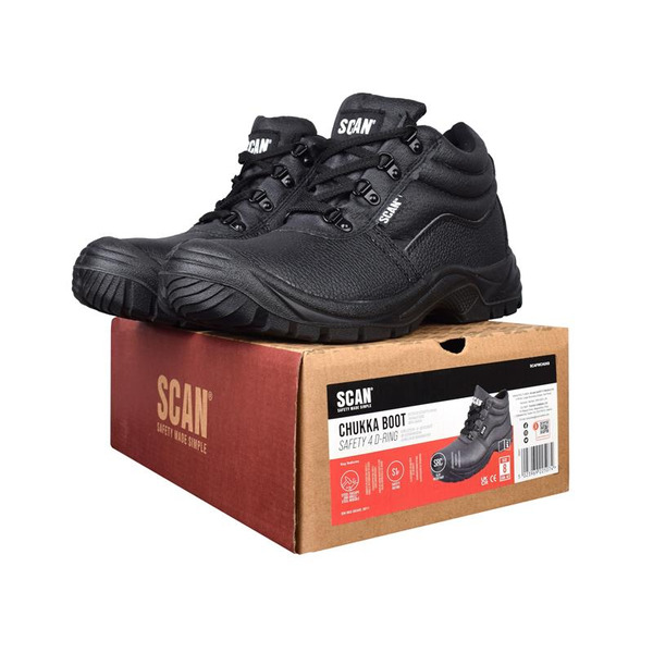Scan SCAFWCHUK6 4 D-Ring Chukka Safety Boots Black UK 6 EUR 40