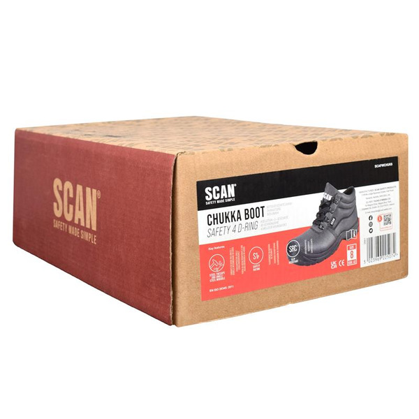 Scan SCAFWCHUK9 4 D-Ring Chukka Safety Boots Black UK 9 EUR 43