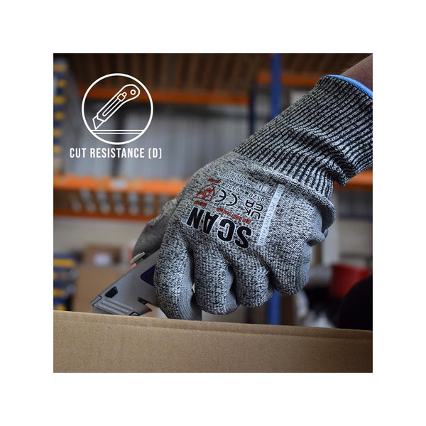 Scan SCAGLOCUTDL PU Palm Cut D Gloves - L (Size 9)