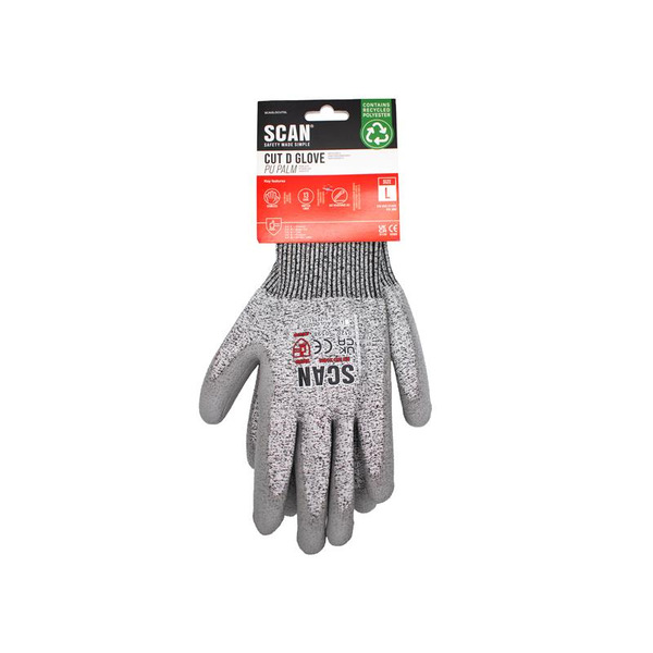 Scan SCAGLOCUTDL PU Palm Cut D Gloves - L (Size 9)