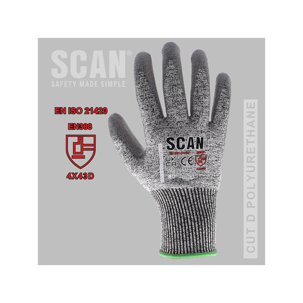 Scan SCAGLOCUTDXL PU Palm Cut D Gloves - XL (Size 10)