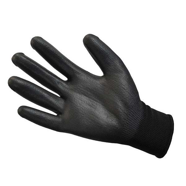 Black PU Coated Gloves - L (Size 9) (12 Pairs)
