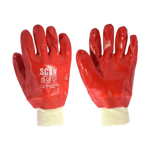 Scan PVC Knitwrist Gloves - L (Size 9)