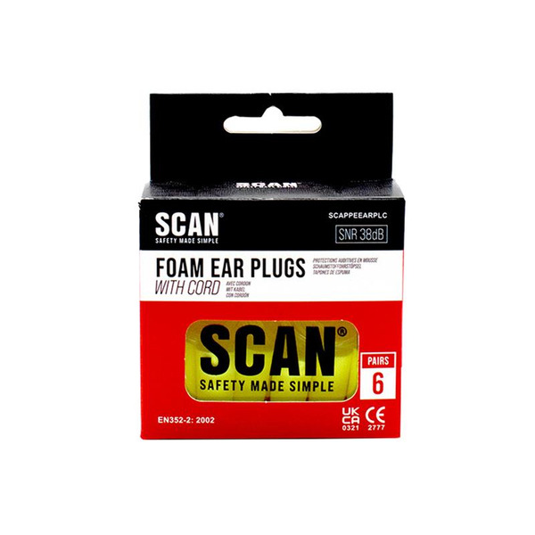Foam Earplugs & Cord (6 Pairs)