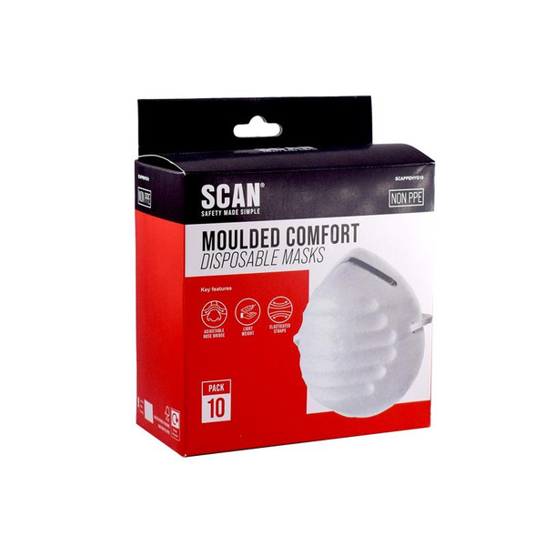 Scan SCAPPEHYG10 Moulded Disposable Comfort Masks Pack of 10 (Non PPE)