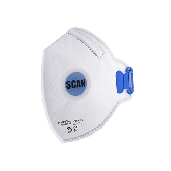 Scan SCAPPEP2FFV Fold Flat Disposable Mask Valved FP2 Protection (Pack 3)