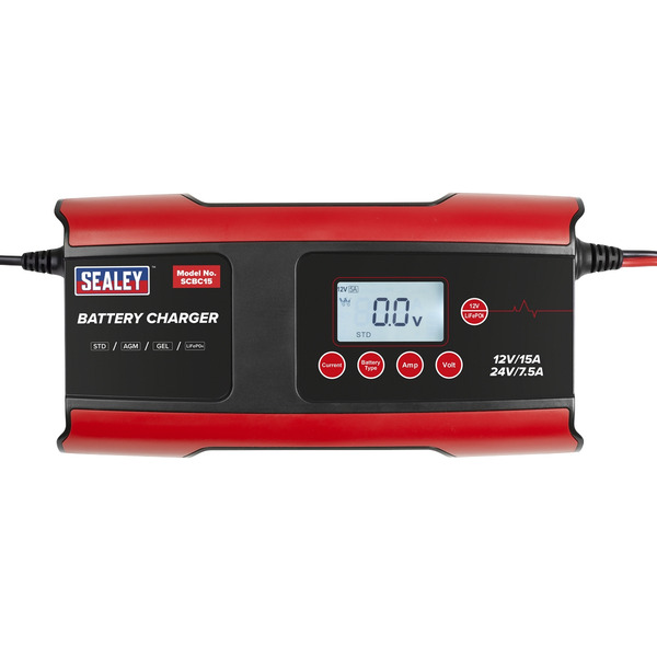Sealey SCBC15 12/24V Compact Smart Battery Charger & Maintainer 15A