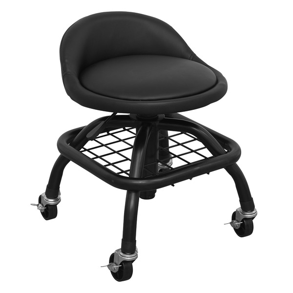 Sealey SCR02B Premier Industrial Pneumatic Creeper Stool with Adjustable Height Swivel Seat & Back Rest