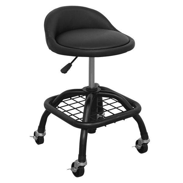 Sealey SCR02B Premier Industrial Pneumatic Creeper Stool with Adjustable Height Swivel Seat & Back Rest