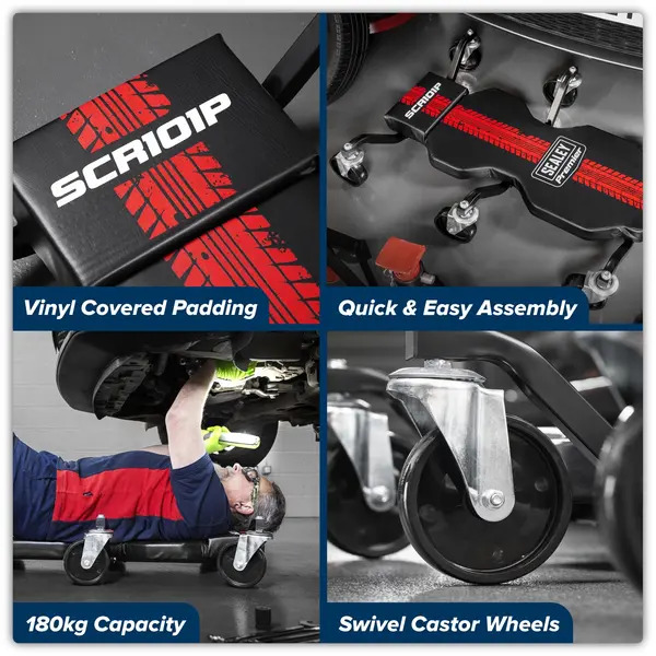 Sealey SCR101P Steel Creeper with 6 Rough Ground 5