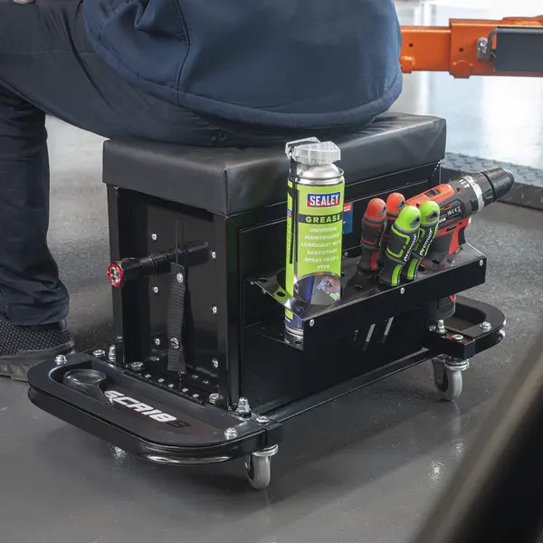 Sealey SCR18B Mechanic's Utility Seat & Toolbox - Black