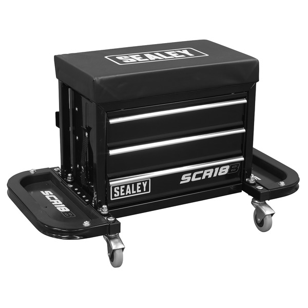 Sealey SCR18B Mechanic's Utility Seat & Toolbox - Black