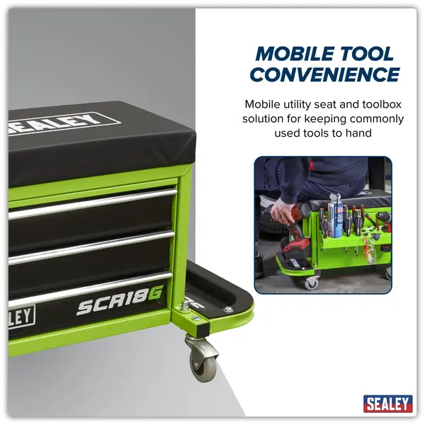 Sealey SCR18G Mechanic's Utility Seat & Toolbox - Green