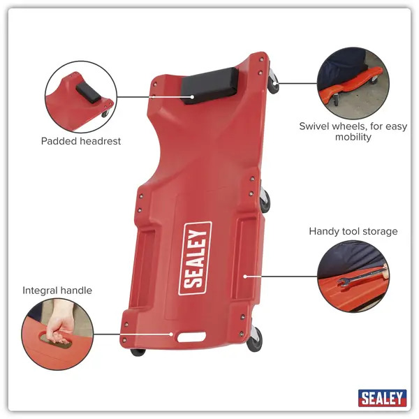 Sealey SCR80 Composite Creeper with 6 Wheels