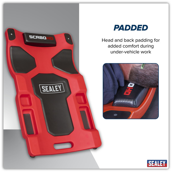 Sealey SCR80HD Composite Padded Creeper with 6 Wheels
