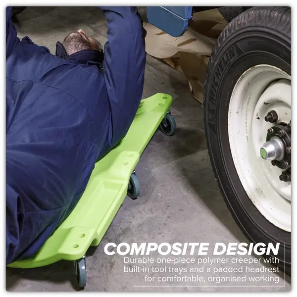 Sealey SCR80HV Composite Creeper with 6 Wheels - Hi-Vis Green