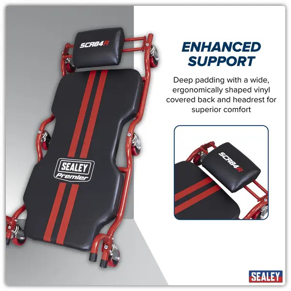 Sealey SCR84 Deluxe Steel Creeper with 6 Wheels & Headrest