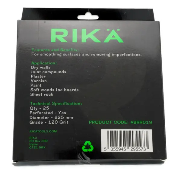 Rika ABRR019 Drywall Sanding Disc Perforated 225mm 120 Grit 25 Pack