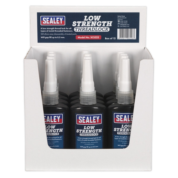 Sealey SCS222 Low Strength Thread Lock 50ml - Pack of 12