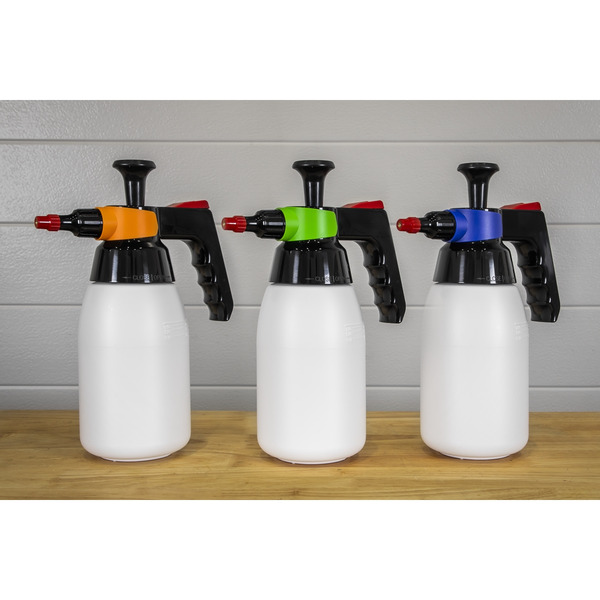Sealey SCSGCOMBO Premium Pressure Solvent Sprayers & Colour-Coded Caps Combo 1L