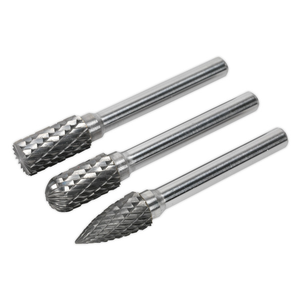 Sealey SDBK3 Tungsten Carbide Rotary Burr Set 3pc